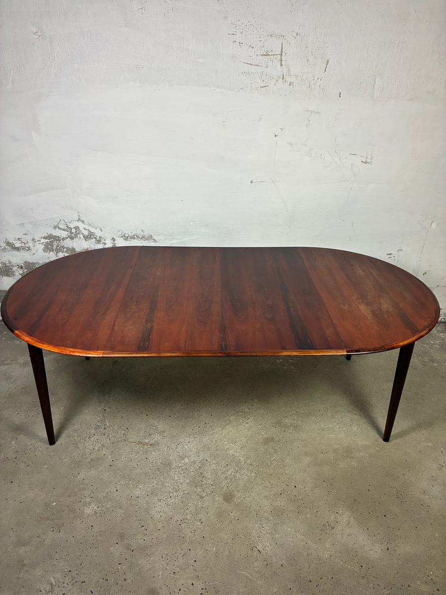 Round rosewood table by skovby møbelfabrik Ø120+2x50