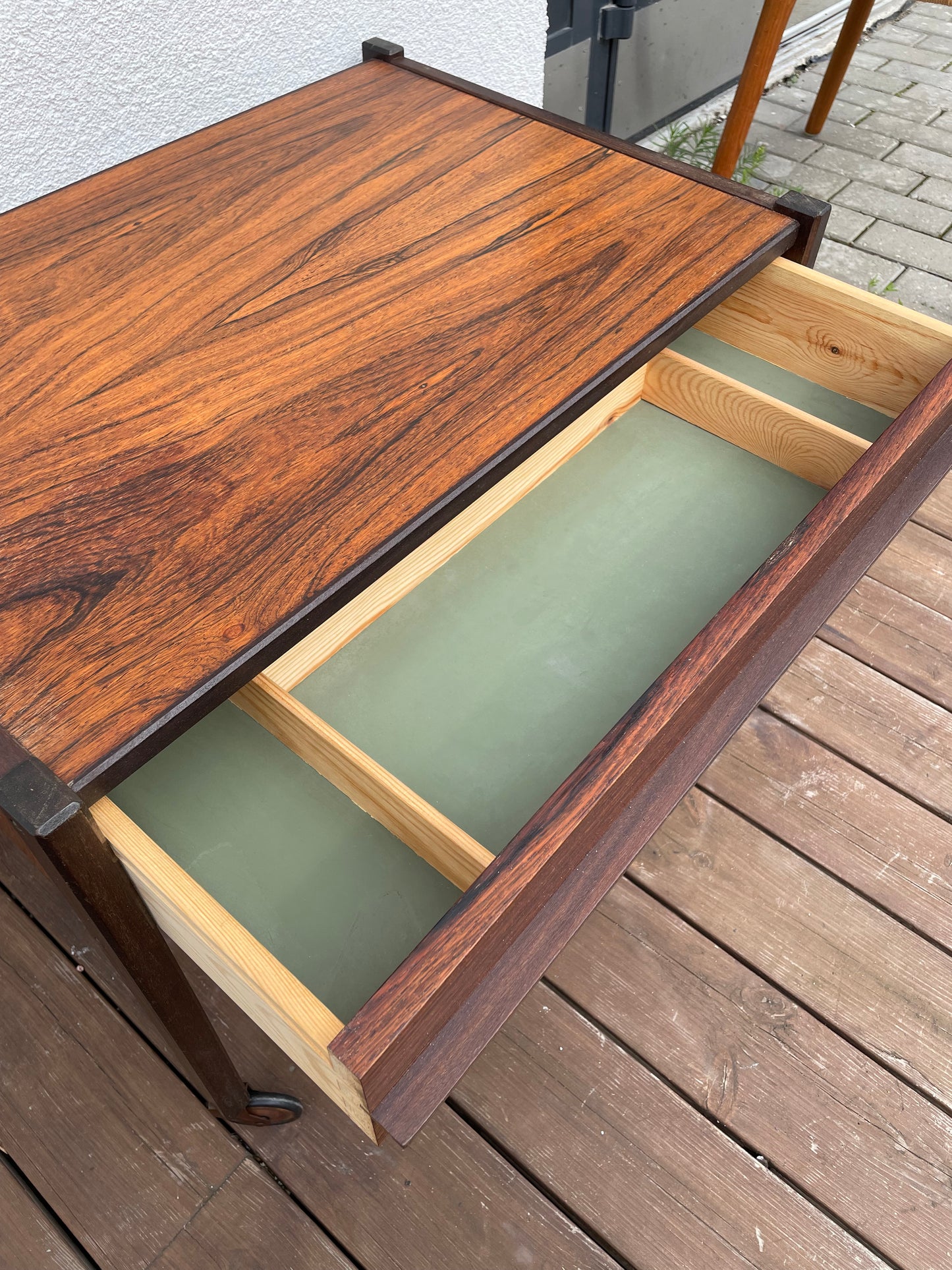 Rosewood side table with basket
