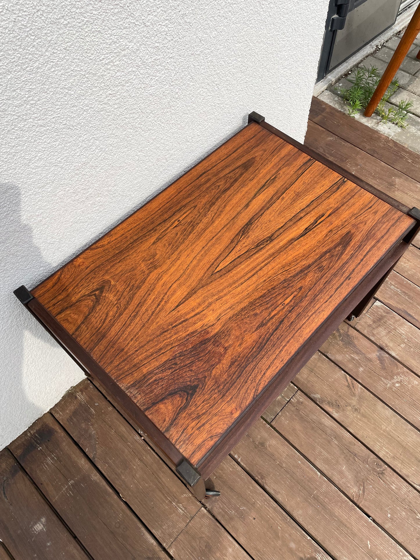 Rosewood side table with basket