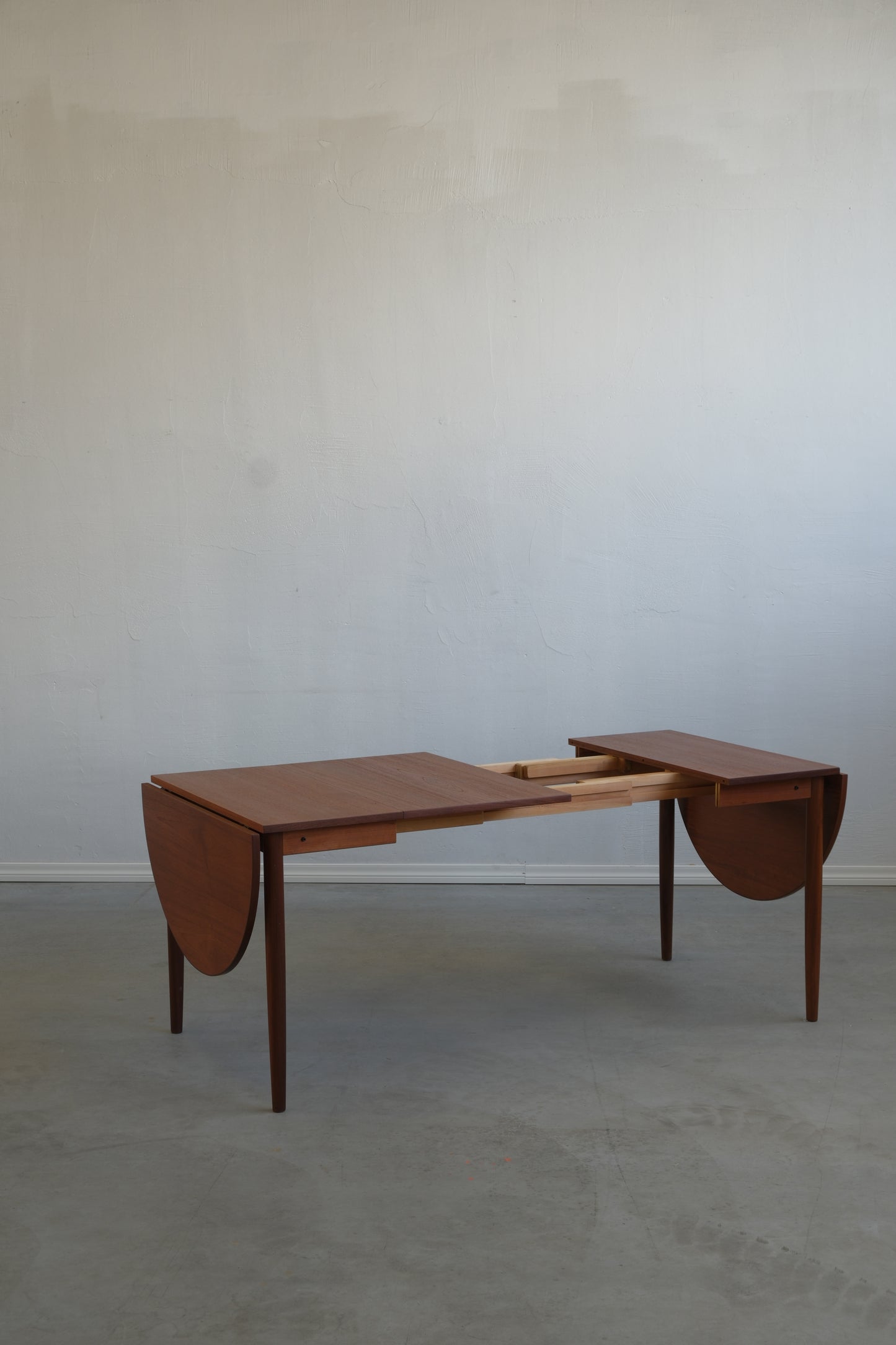 Danish teak square table with flaps & extensions