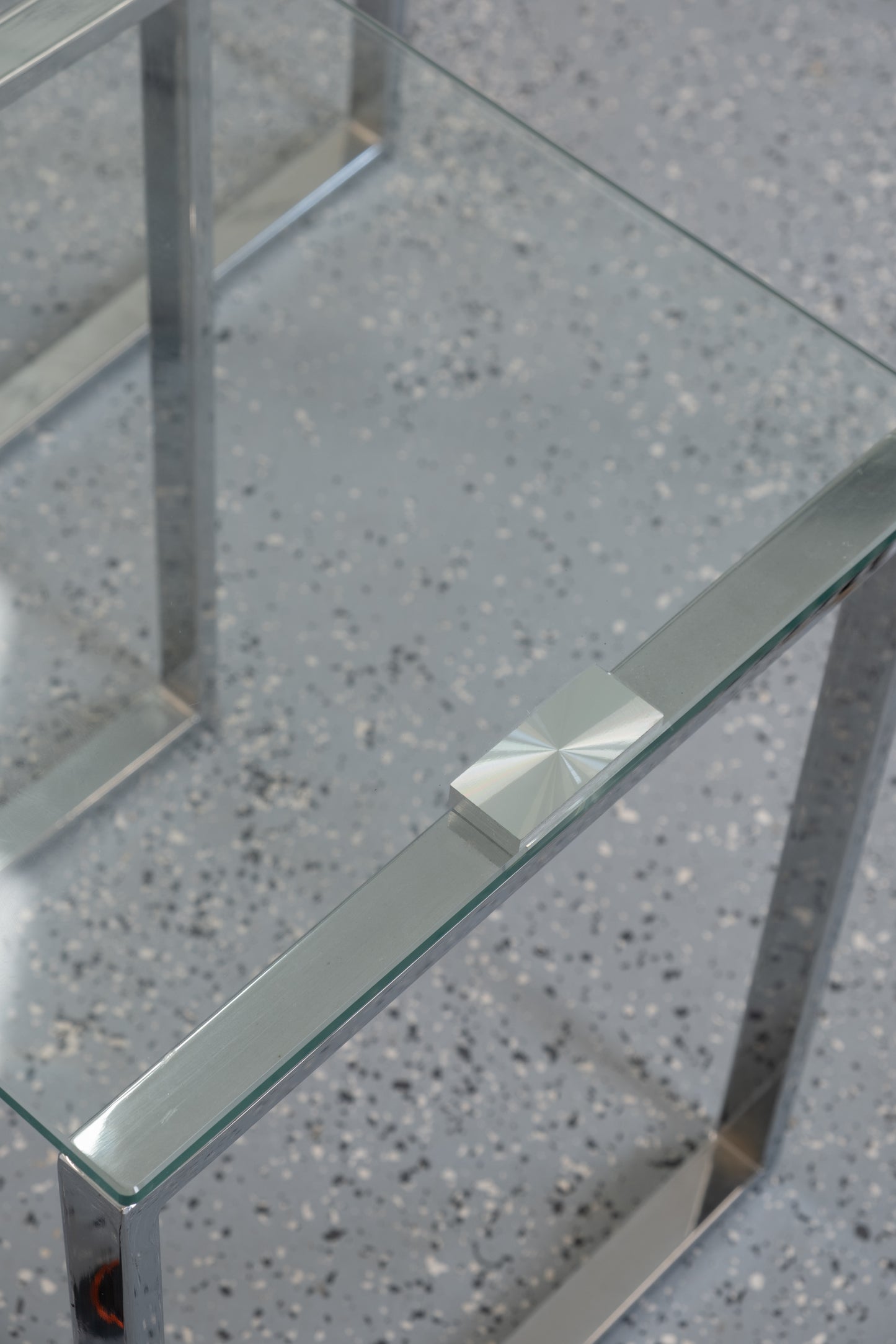 Mid-century nested glass&chrome tables
