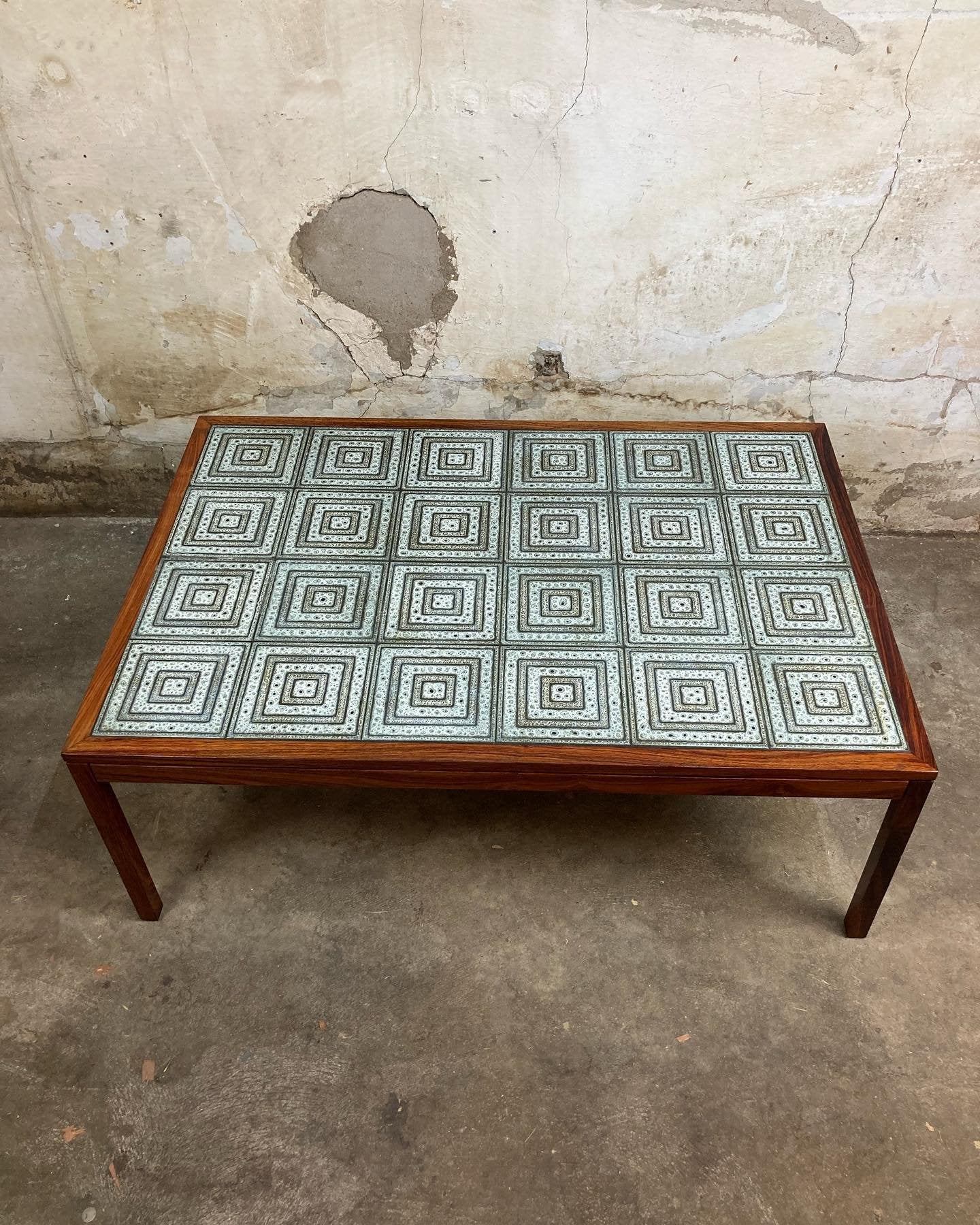 Rosewood coffee table with tiles