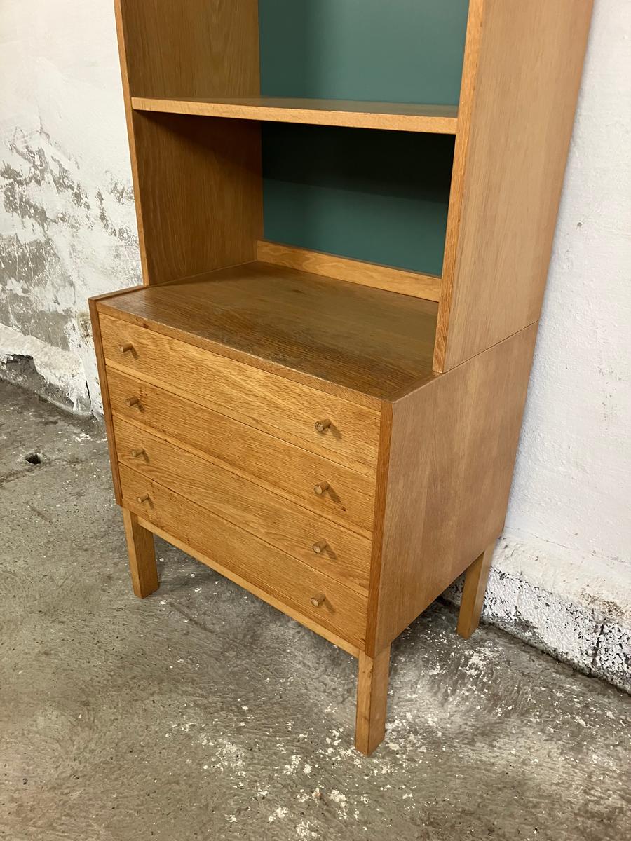 Oak bookcase with drawers 180x60x40/29