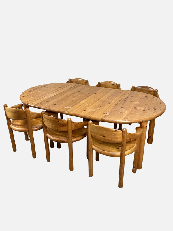 Set of 6 pine chairs and table. Rainer Daumiller for Hirtshals maøbelfabrik