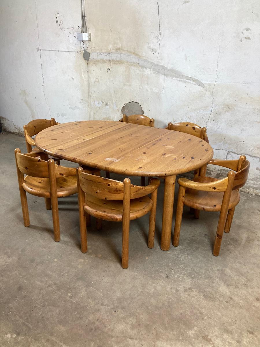 Set of 6 pine chairs and table. Rainer Daumiller for Hirtshals maøbelfabrik