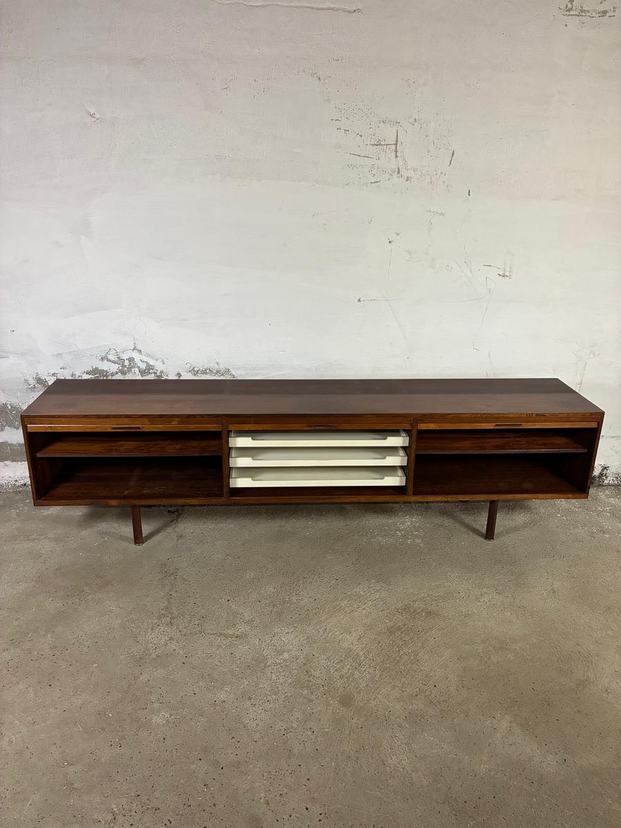 Low and Long rosewood sideboard with tambour doors