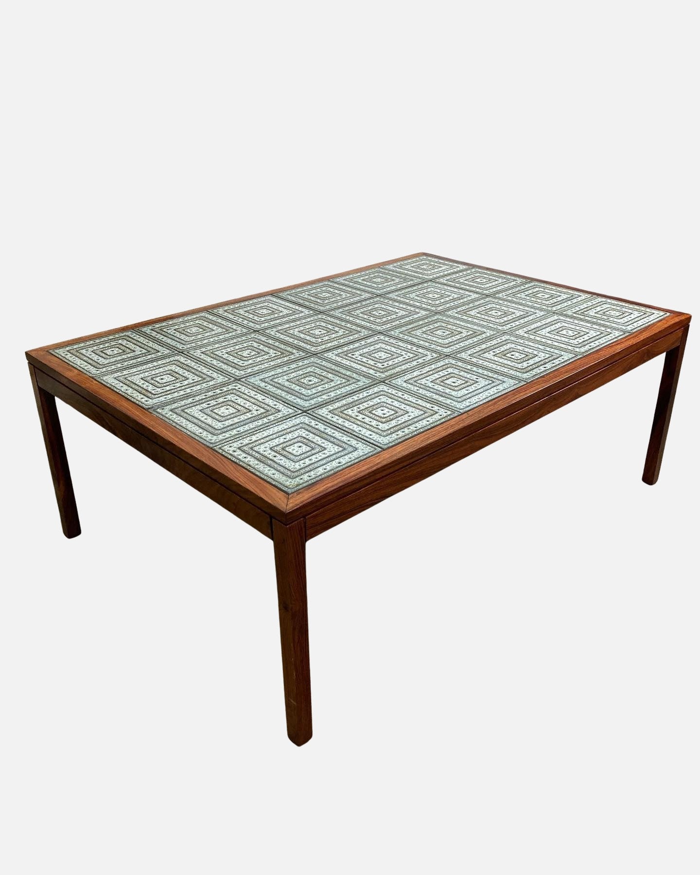 Rosewood coffee table with tiles