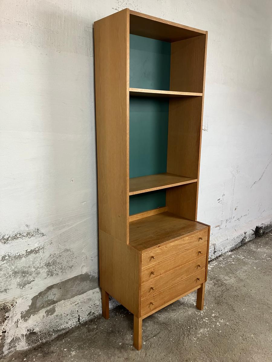 Oak bookcase with drawers 180x60x40/29