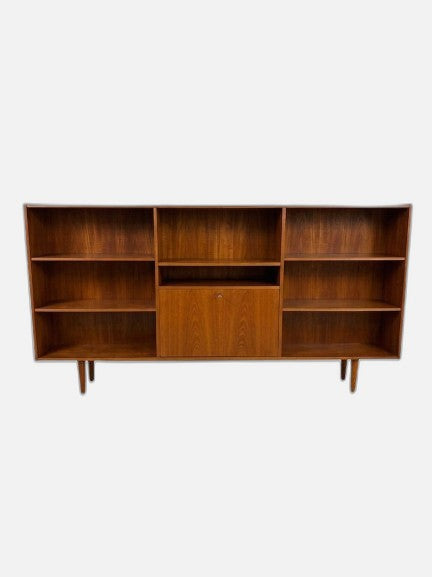 Teak bookcase with bar
