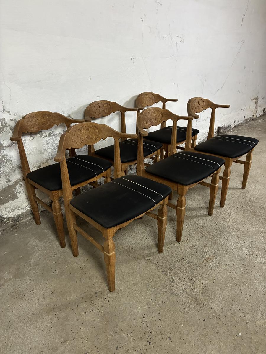 Set of 6 Henning Kjærnulf solid Oak chairs