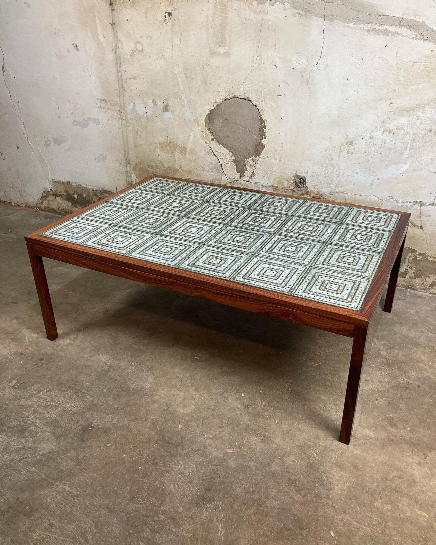 Rosewood coffee table with tiles