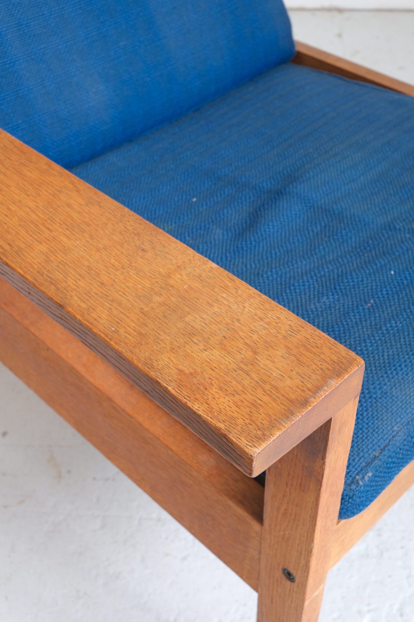Solid oak armchair, Denmark 1970s (unrestored)