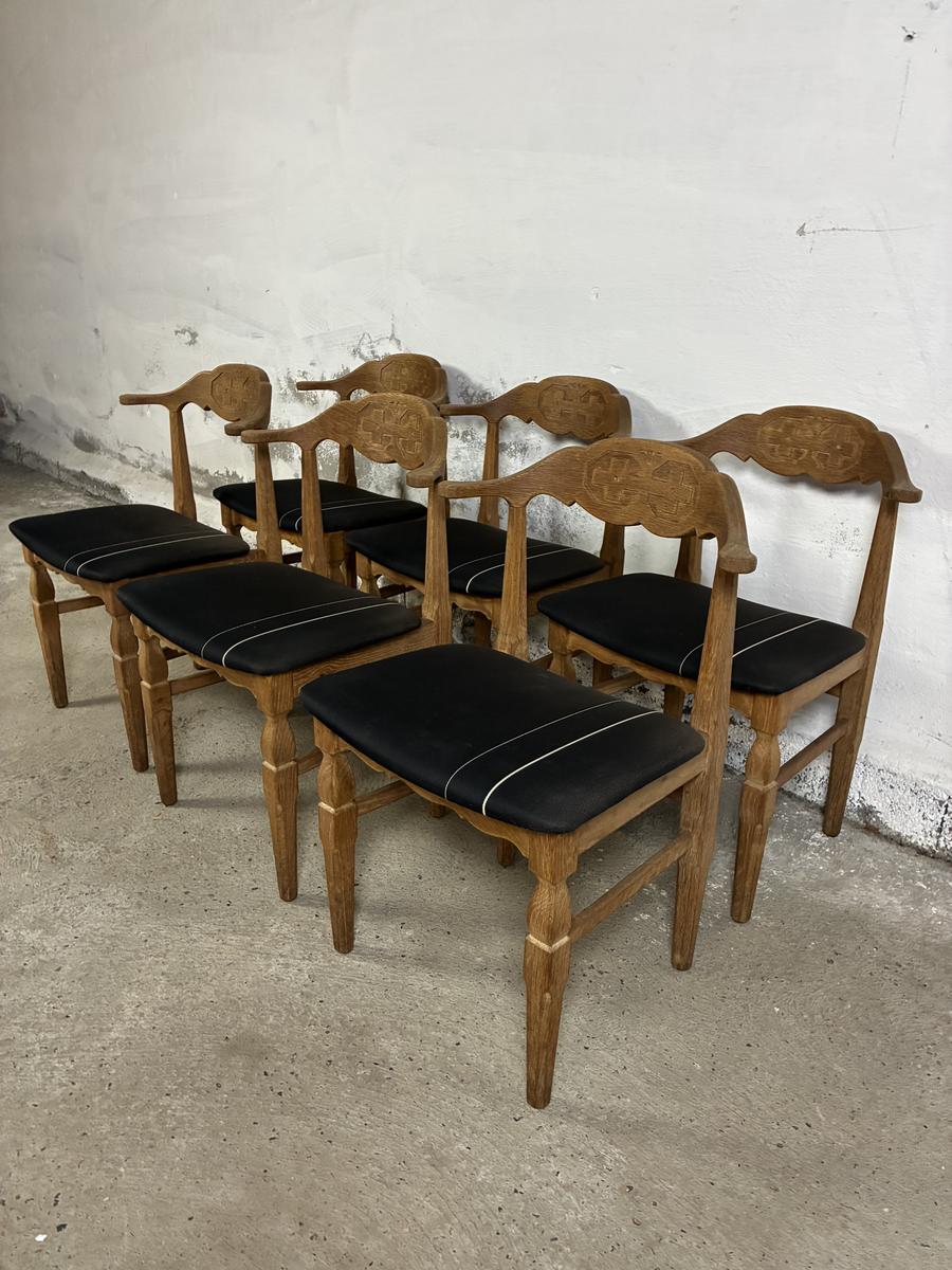 Set of 6 Henning Kjærnulf solid Oak chairs