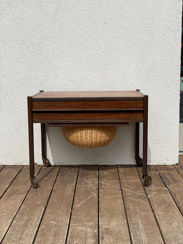 Rosewood side table with basket