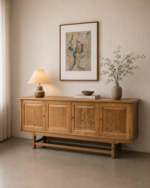 Low solid oak sideboard 209x90x50