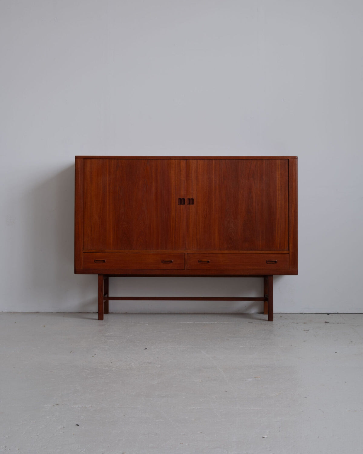 Danish Teak High Sideboard with tambour doors