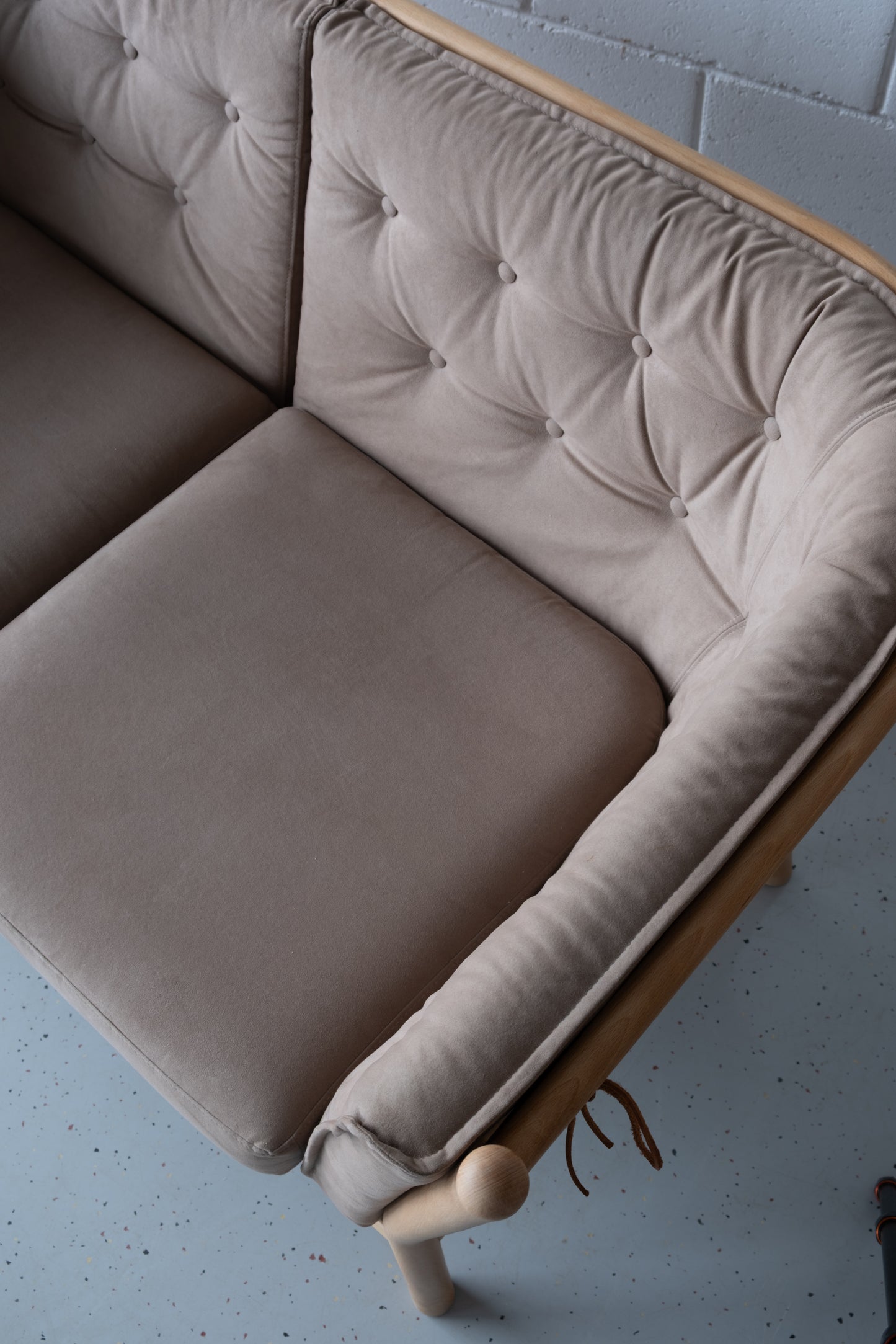 Danish sofa, Beech and Alcantara
