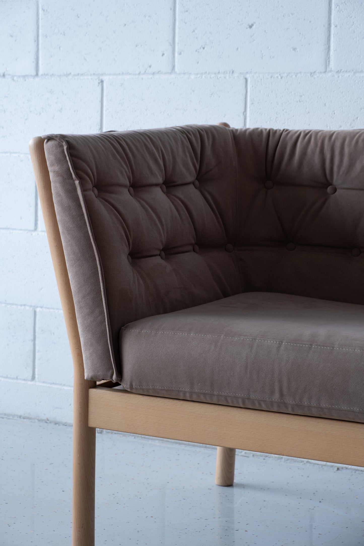 Danish sofa, Beech and Alcantara