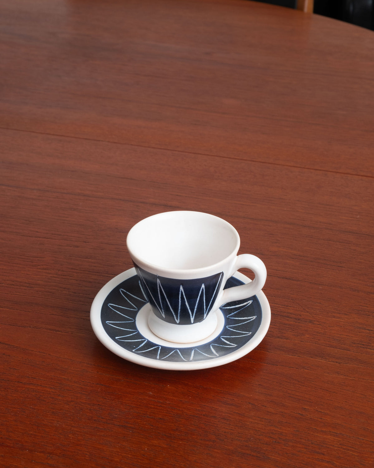 Vintage Höganäs Keramiki espressotass alustassiga