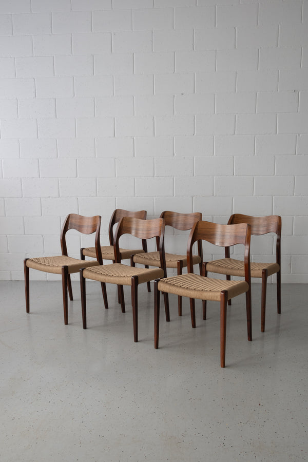 JL Møller Dining Chairs Model 71, rosewood