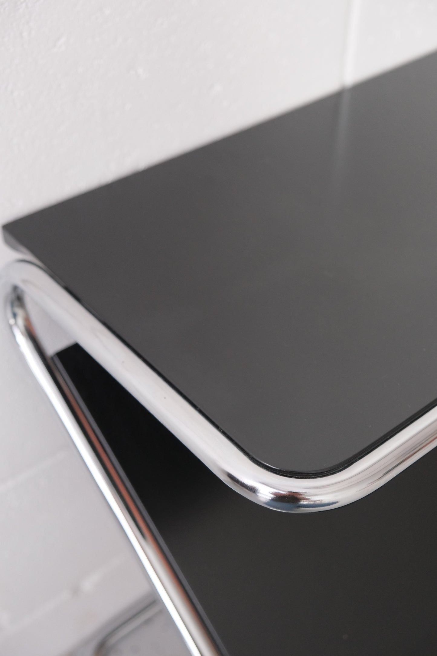 Bauhaus-Style Side Table with Storage Compartment & Magazine Rack