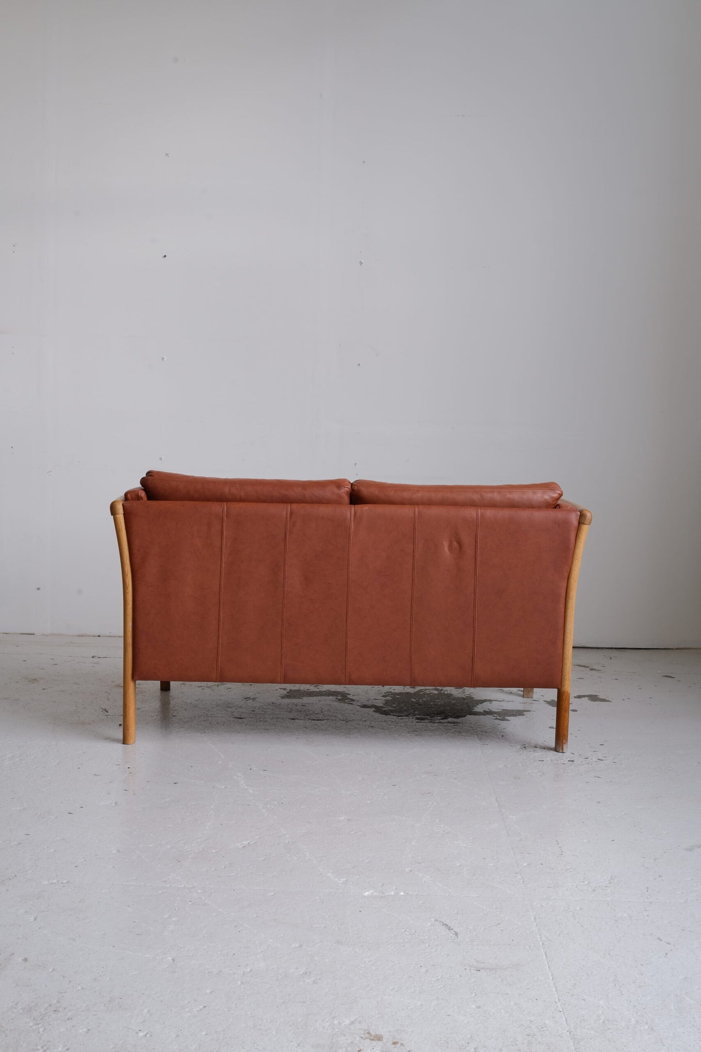 *RESERVED* Danish Cognac 2-seat Sofa