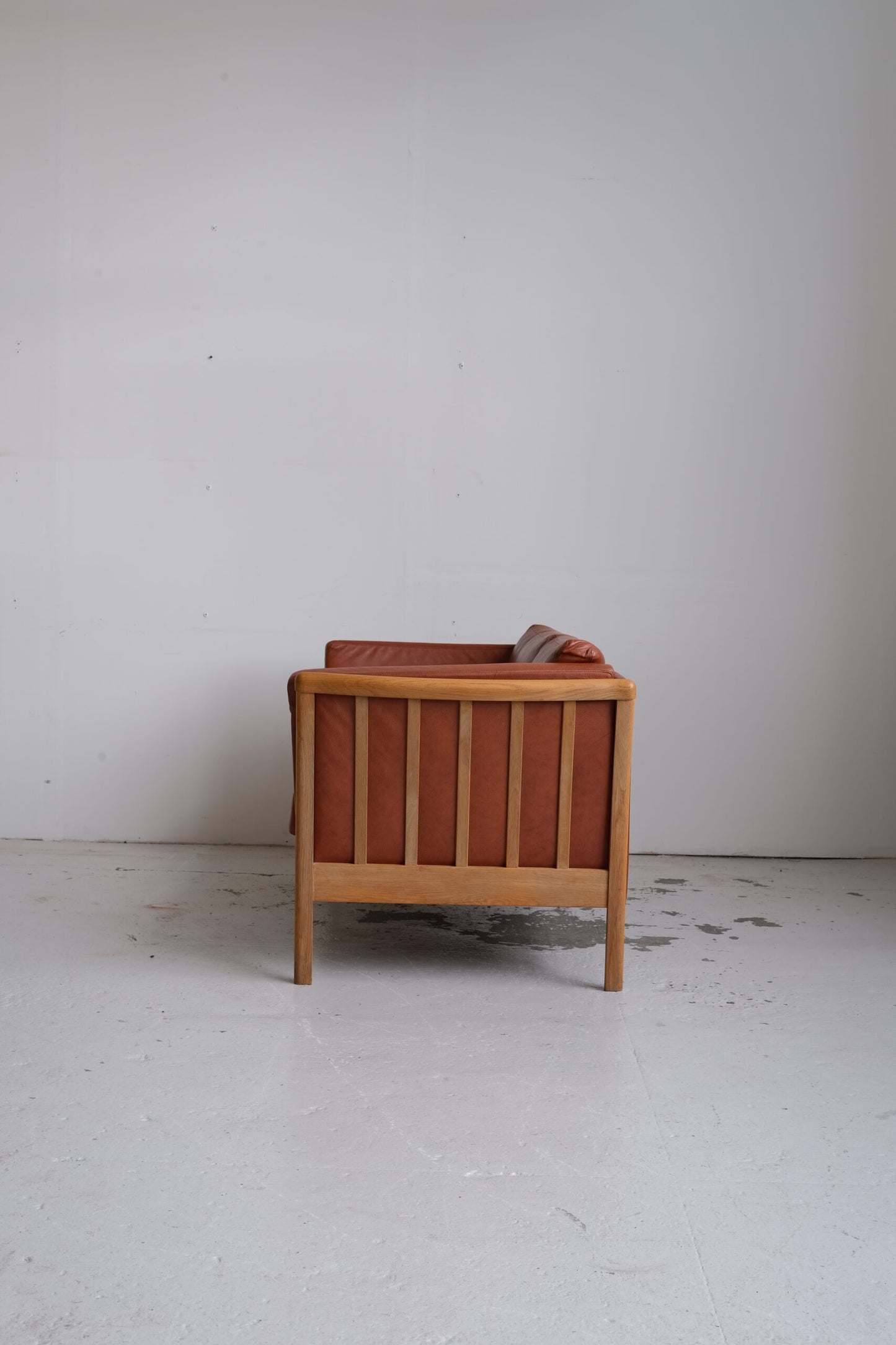 *RESERVED* Danish Cognac 2-seat Sofa