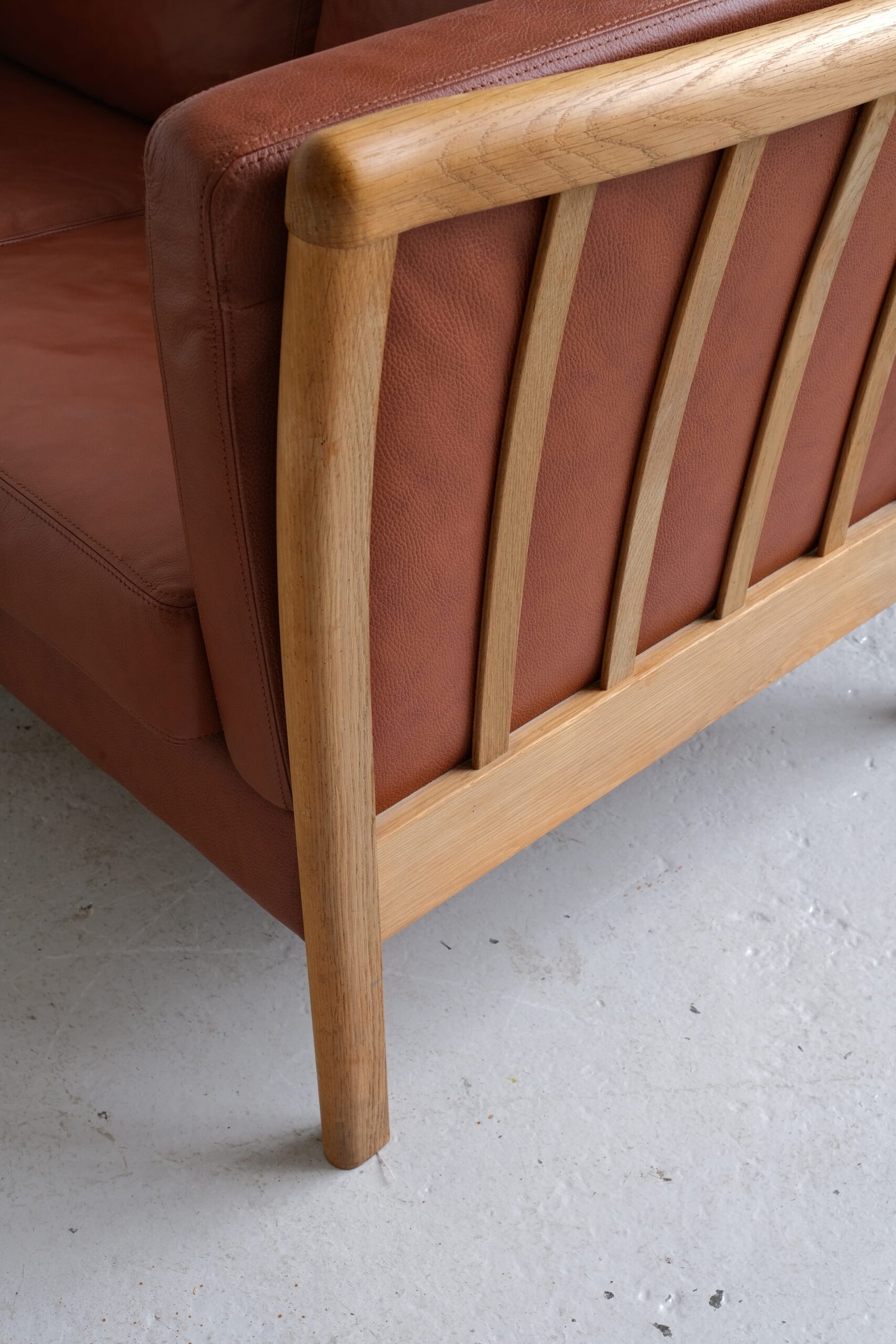 *RESERVED* Danish Cognac 2-seat Sofa