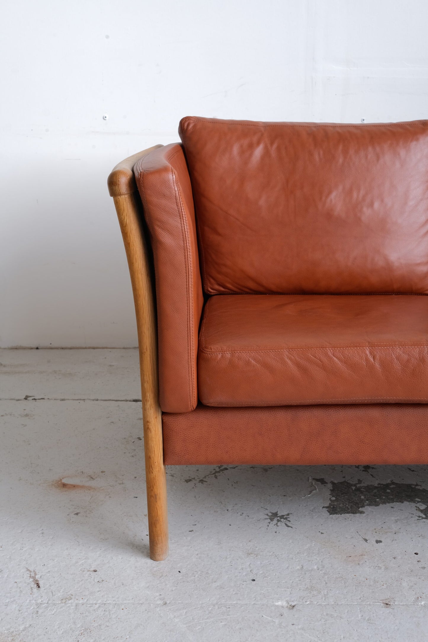 *RESERVED* Danish Cognac 2-seat Sofa