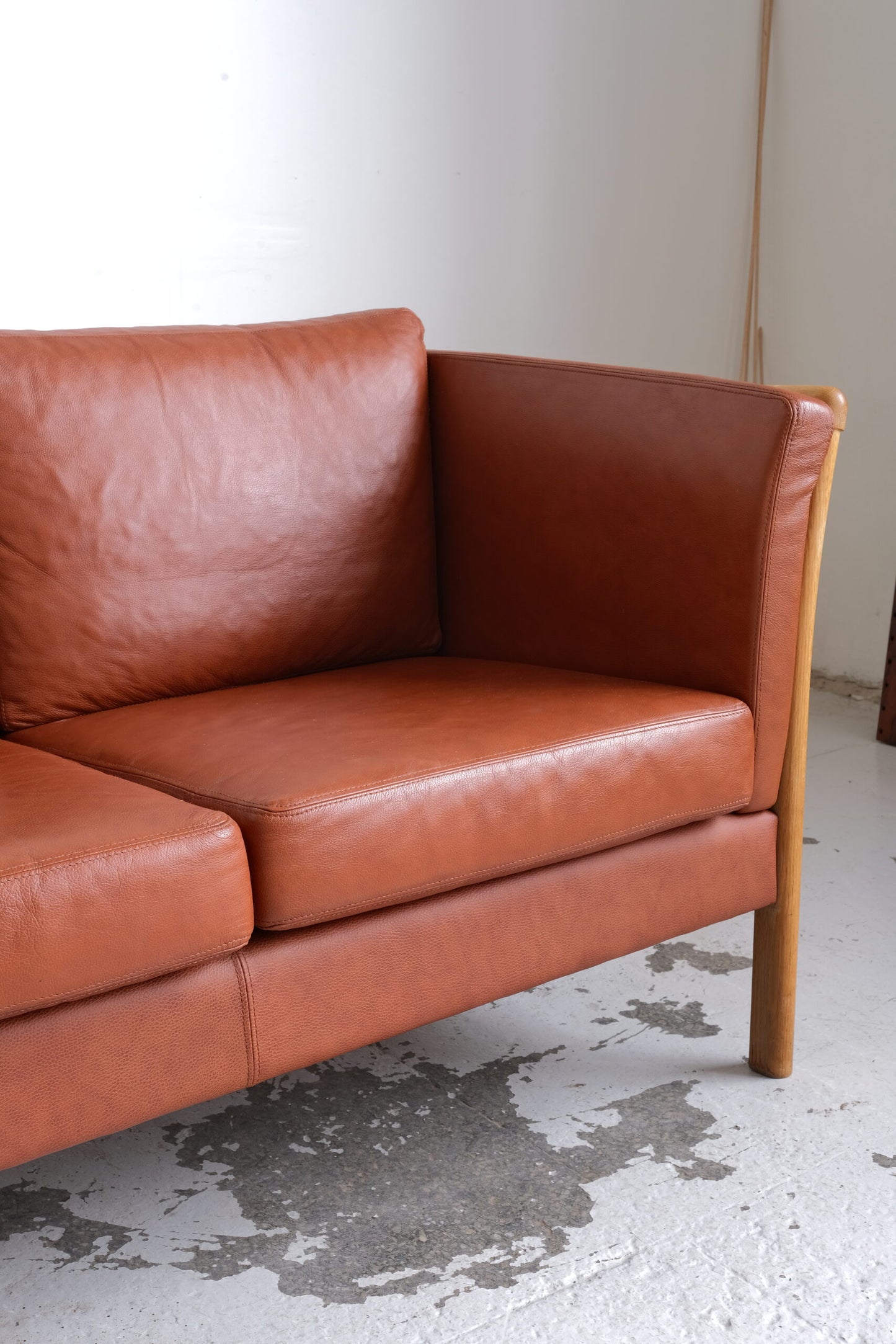 *RESERVED* Danish Cognac 2-seat Sofa