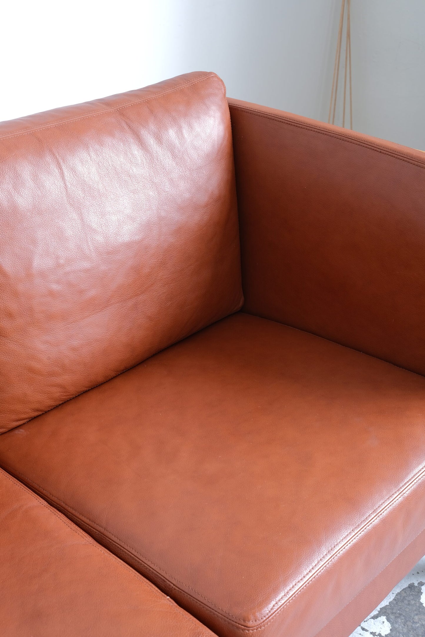 *RESERVED* Danish Cognac 2-seat Sofa