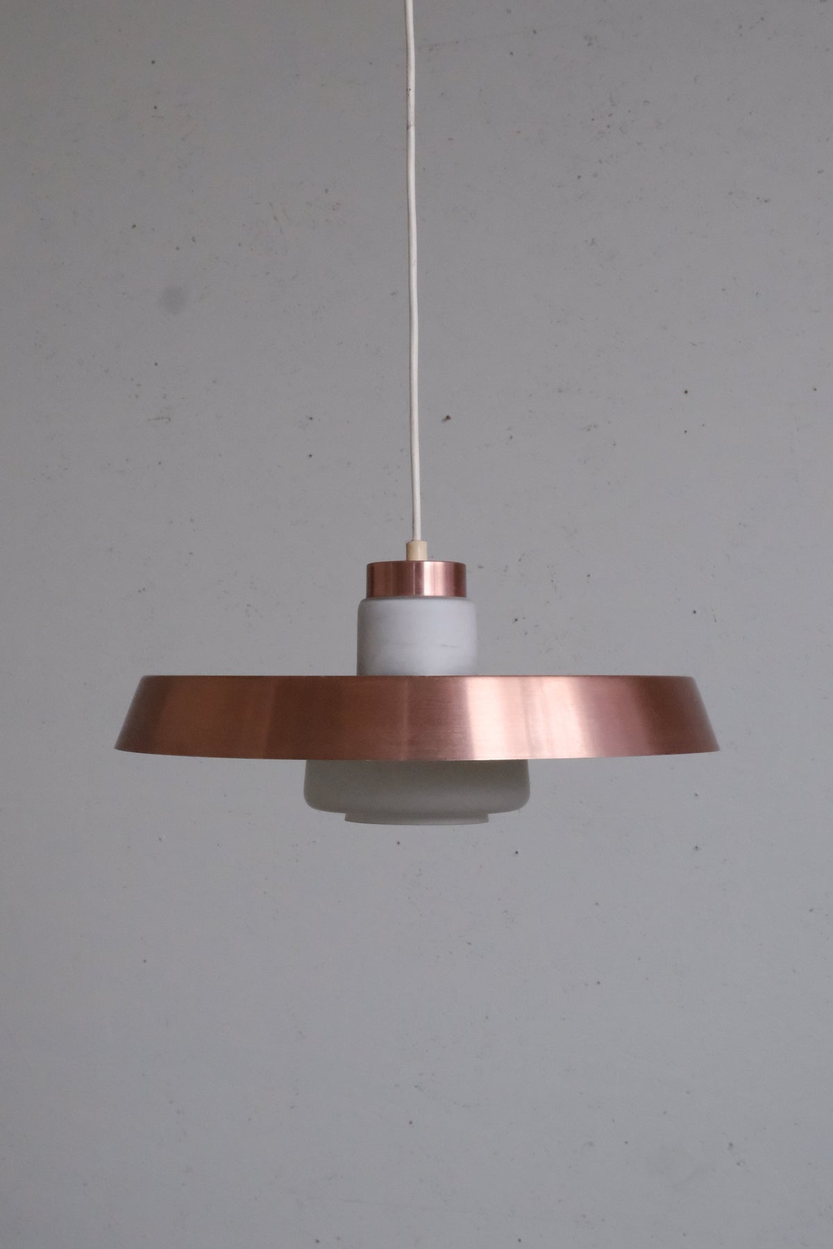 Danish copper and opal glass lamp