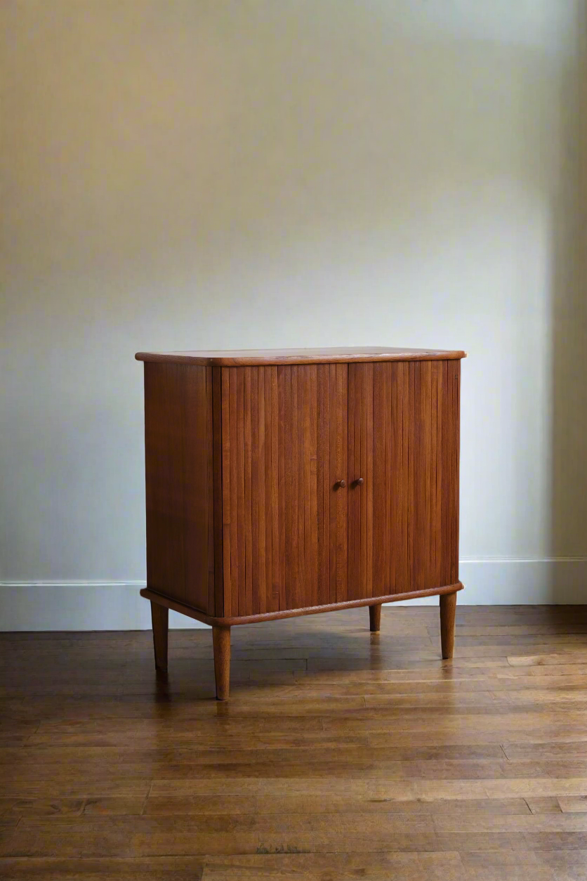 Teak cabinet with tambour doors
