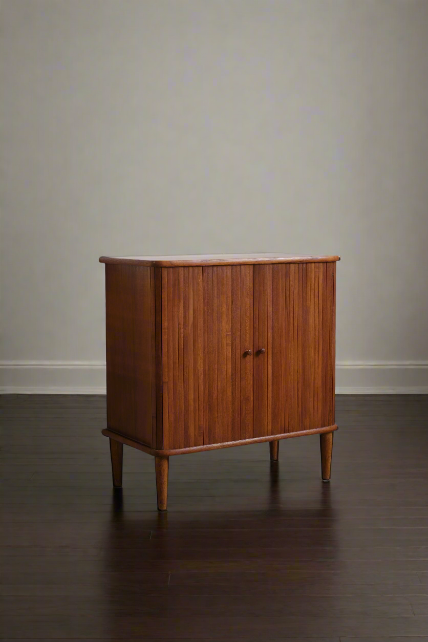 Teak cabinet with tambour doors