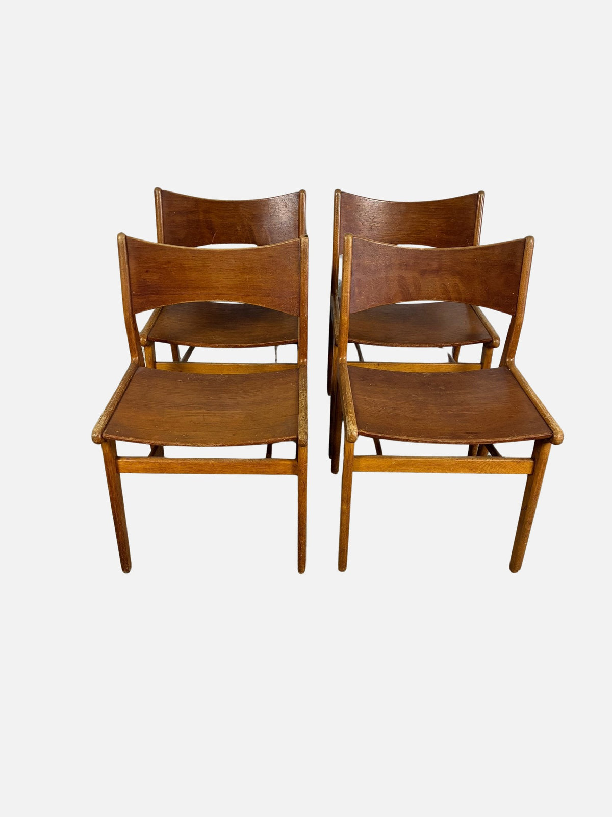 Set of 4 teak/oak chairs