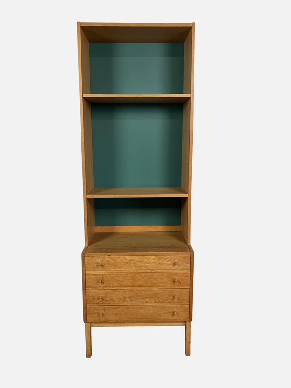 Oak bookcase with drawers 180x60x40/29