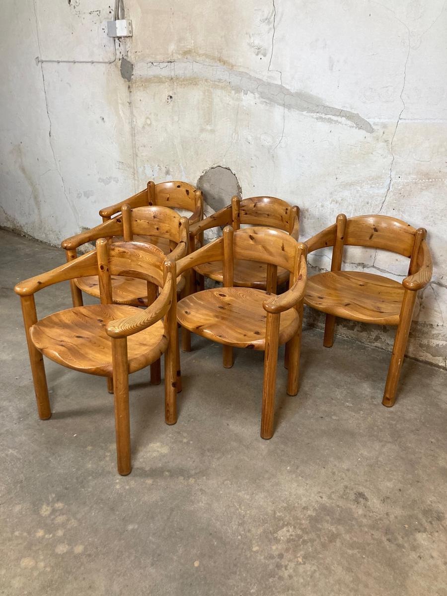 Set of 6 pine chairs and table. Rainer Daumiller for Hirtshals maøbelfabrik