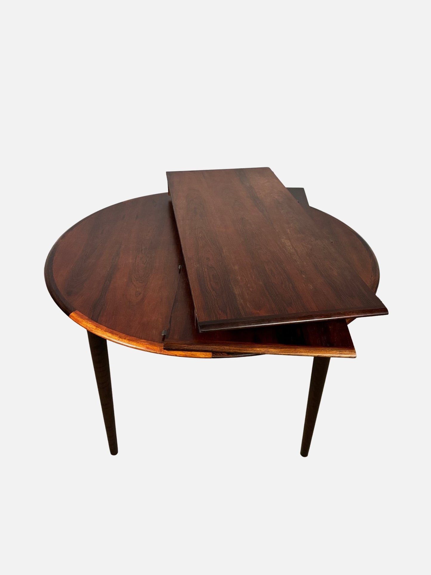 Round rosewood table by skovby møbelfabrik Ø120+2x50