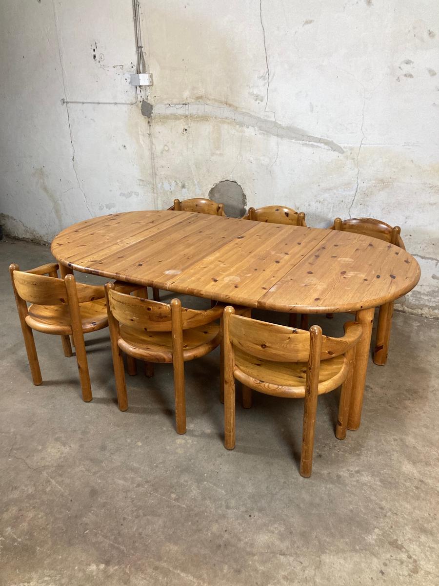 Set of 6 pine chairs and table. Rainer Daumiller for Hirtshals maøbelfabrik