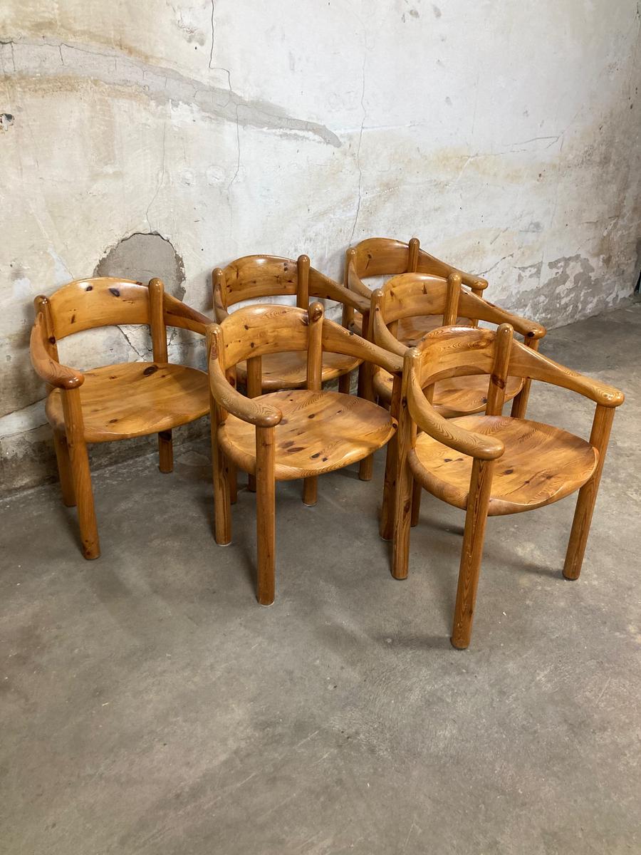 Set of 6 pine chairs and table. Rainer Daumiller for Hirtshals maøbelfabrik