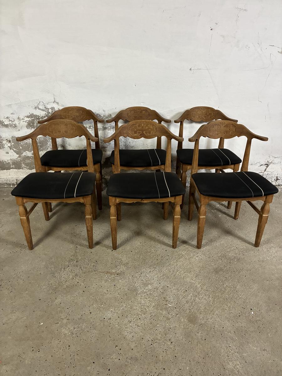 Set of 6 Henning Kjærnulf solid Oak chairs