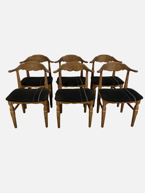 Set of 6 Henning Kjærnulf solid Oak chairs