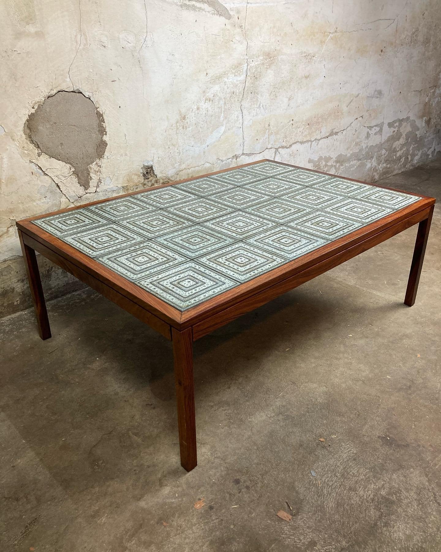 Rosewood coffee table with tiles