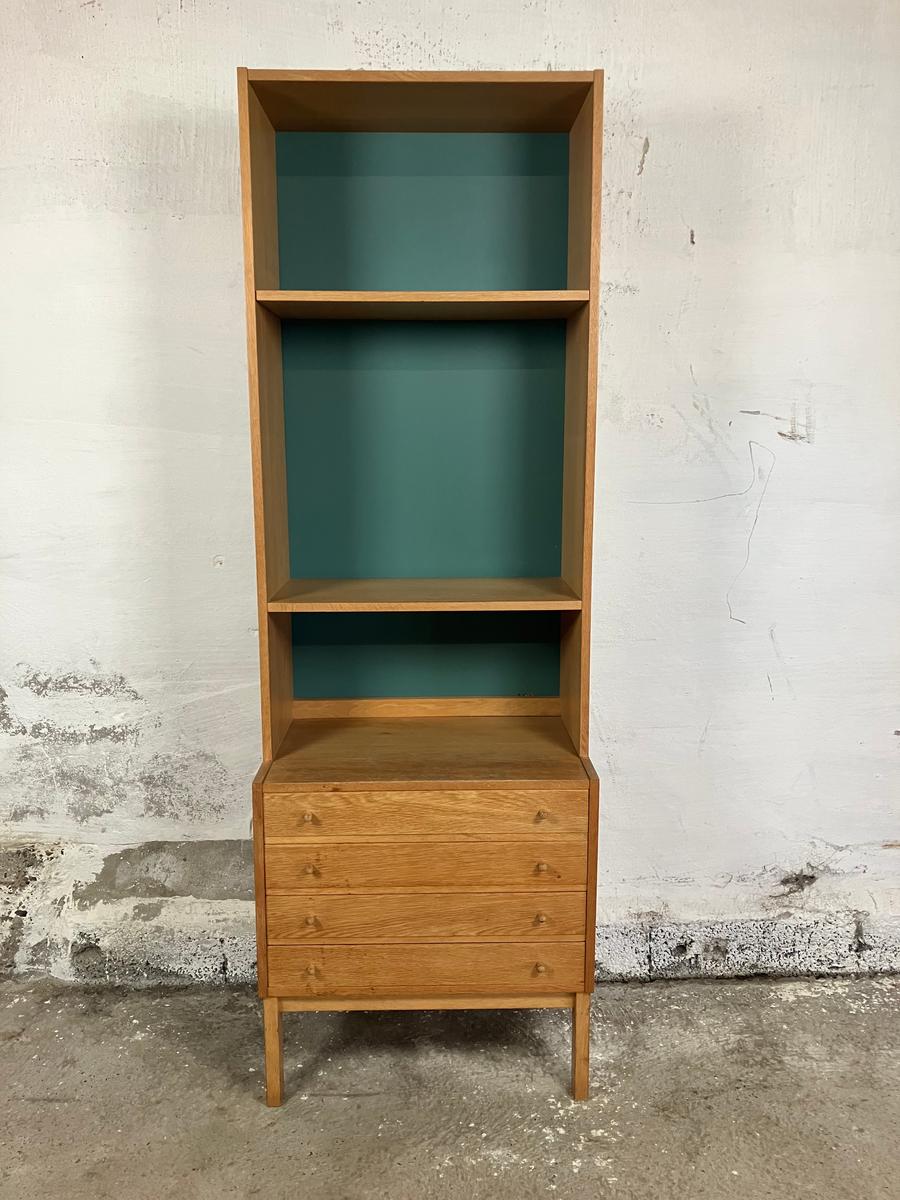 Oak bookcase with drawers 180x60x40/29