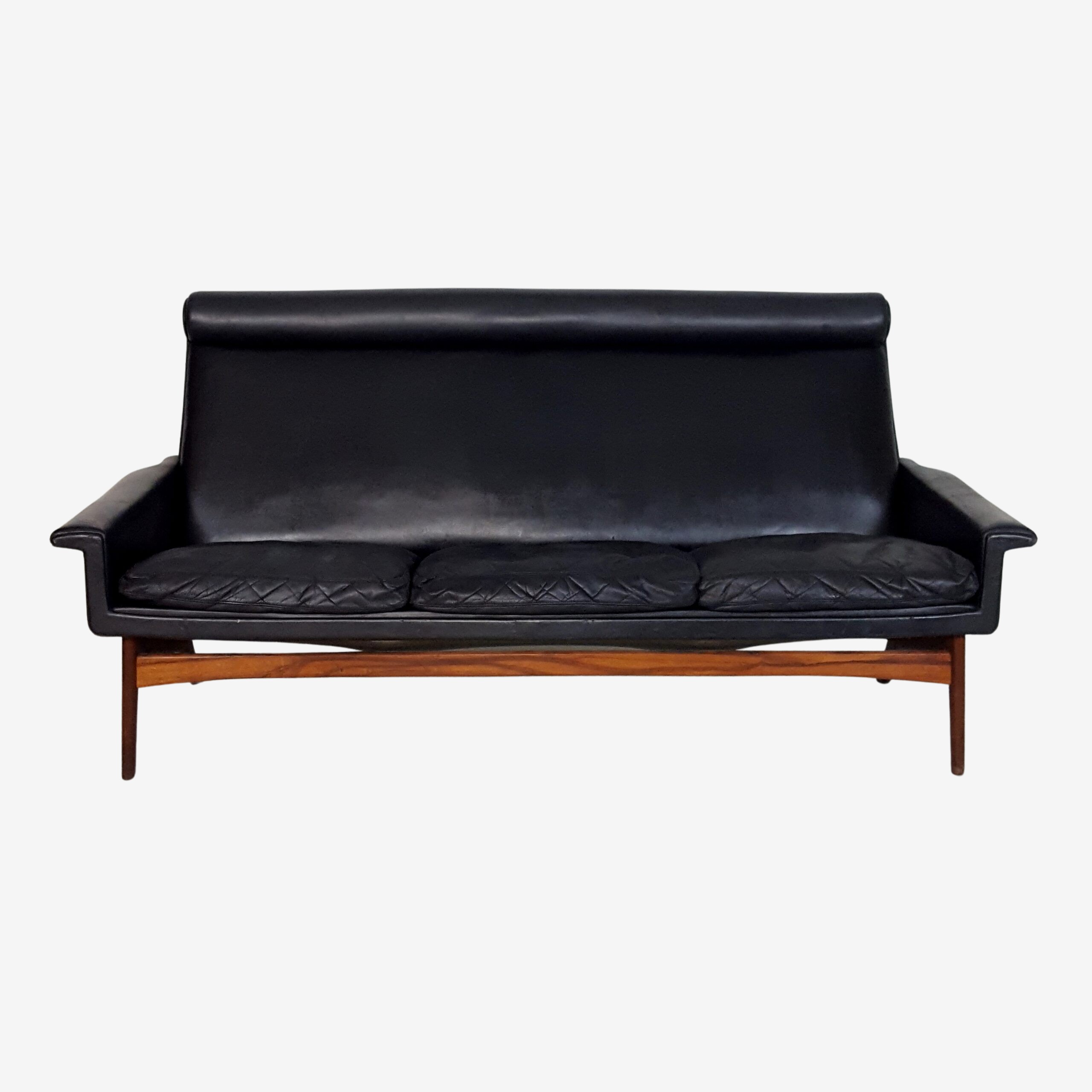 Leather sofa with rosewood legs