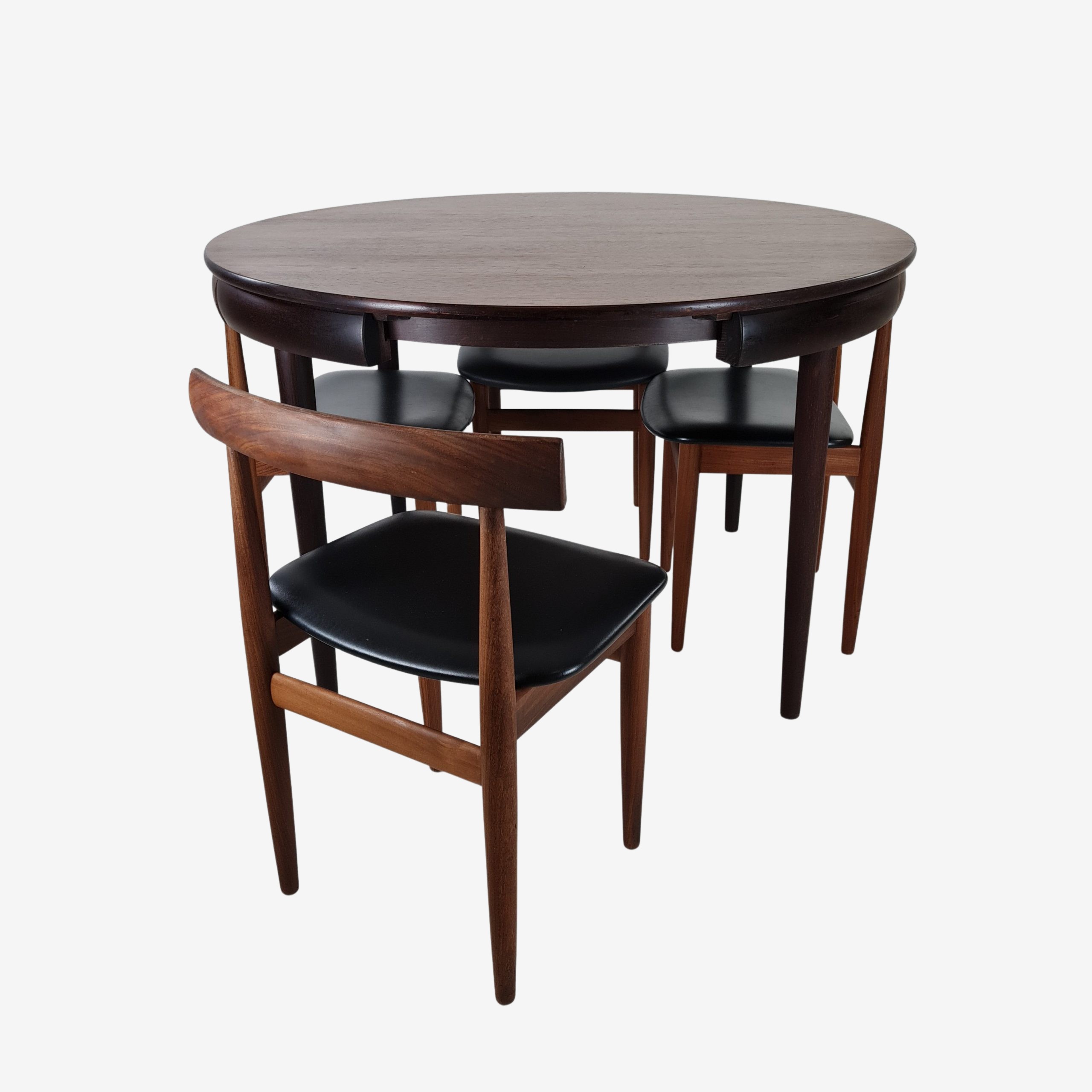Round dining table & four chairs model Roundette | Hans Olsen | Forward Røjle | Rarely seen in rosewood